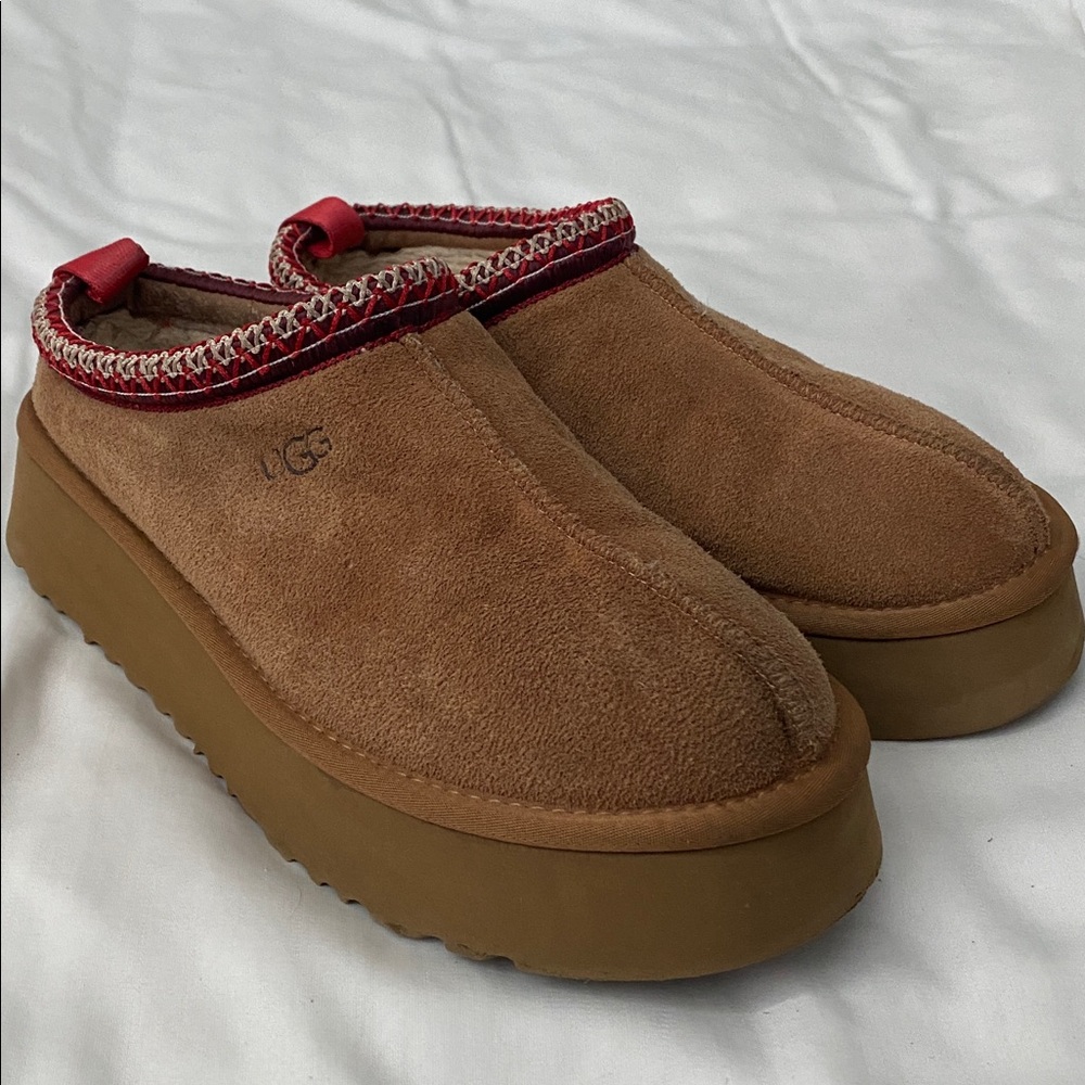 UGG Tazz II Platform Slippers Mules Slides Chestnut Suede Shoes Size 8 - Picture 4 of 14